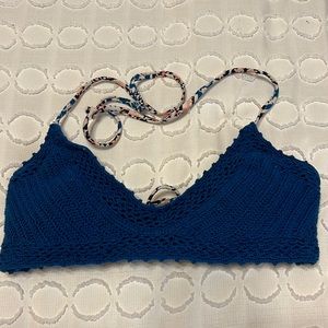 Navy/Coral Crochet Bikini Set